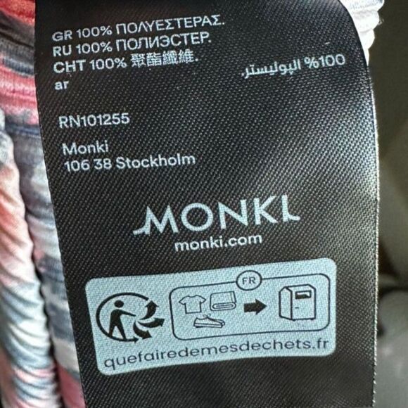 MONKL Women's Cut Plisse Red Floral Print Tie Front Bell Sleeve Cardigan Size S - Picture 7 of 8